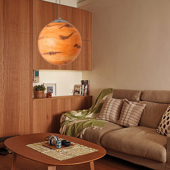 Modern Chrome Pendant Lamp With Globe Shade For Kids Bedroom Ceiling