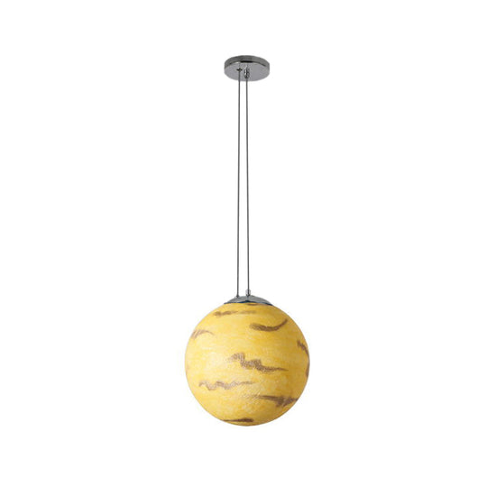 Modern Chrome Pendant Lamp With Globe Shade For Kids Bedroom Ceiling