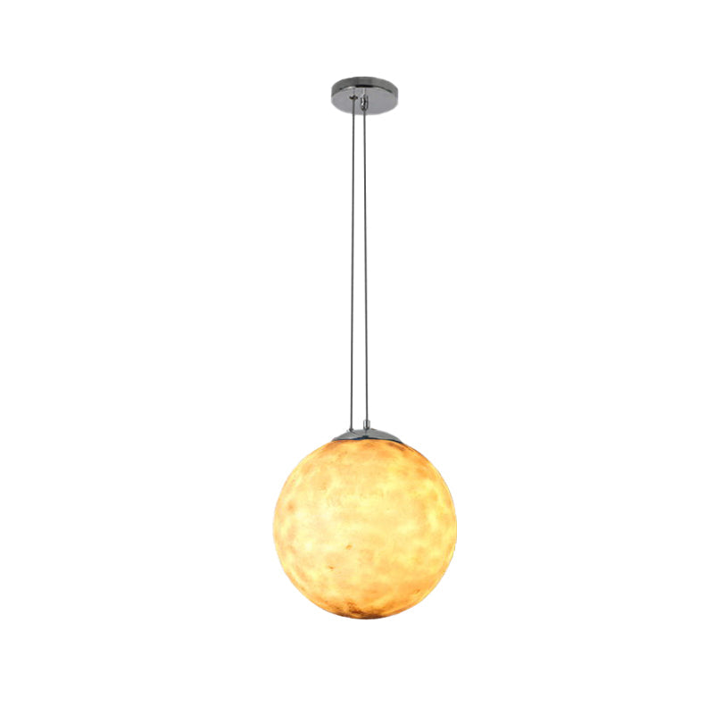 Modern Chrome Pendant Lamp With Globe Shade For Kids Bedroom Ceiling