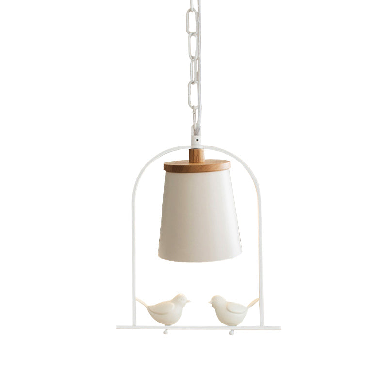 Modern Style Mini Pendant Light With Adjustable Ceiling Fixture And Bird Decoration - White