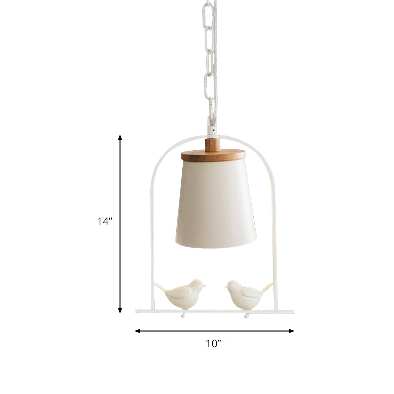 Modern Style Mini Pendant Light With Adjustable Ceiling Fixture And Bird Decoration - White