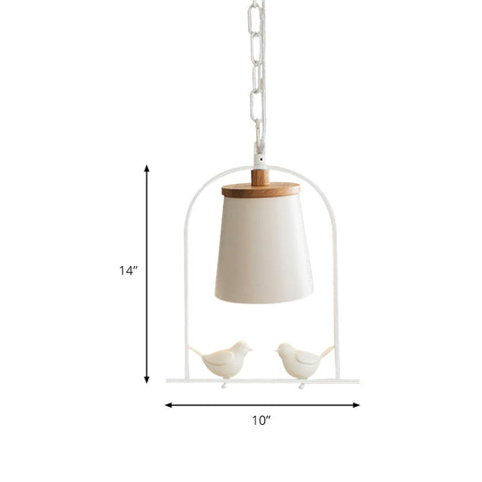 Modern Style Mini Pendant Light With Adjustable Ceiling Fixture And Bird Decoration - White