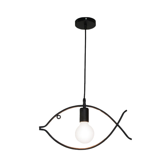 Adjustable Fish Metal Pendant Light For Kids Room Ceiling Fixture