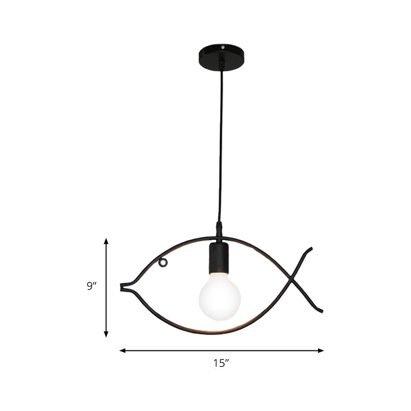 Adjustable Fish Metal Pendant Light For Kids Room Ceiling Fixture