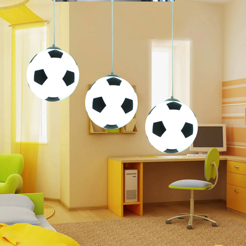 Modern 3-Light Chrome Ceiling Hanging Lamps For Bedroom Boys Room White / Football Linear