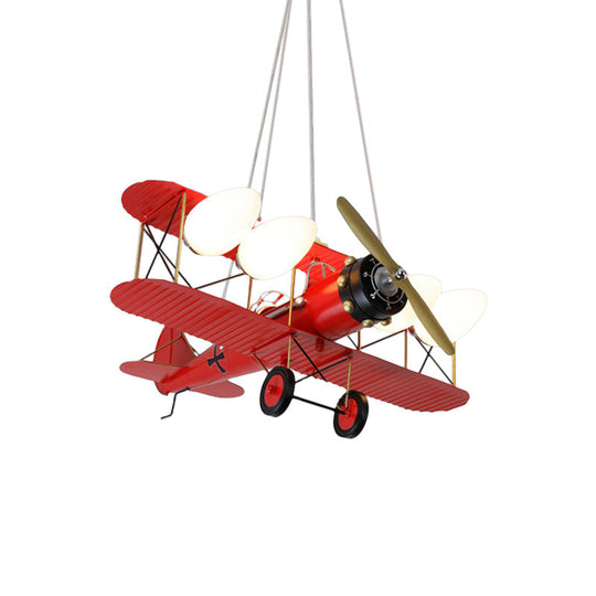 Modern Biplane Design Chandeliers For Boys Bedrooms - 4 Light Glass Shade Ceiling Fixture