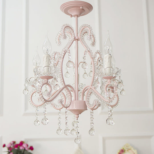 Nordic Style Crystal Chandelier For Girls Bedroom: Elegant Pendant Lighting With Candle Element