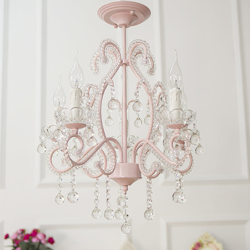 Nordic Style Crystal Chandelier For Girls Bedroom: Elegant Pendant Lighting With Candle Element 5 /