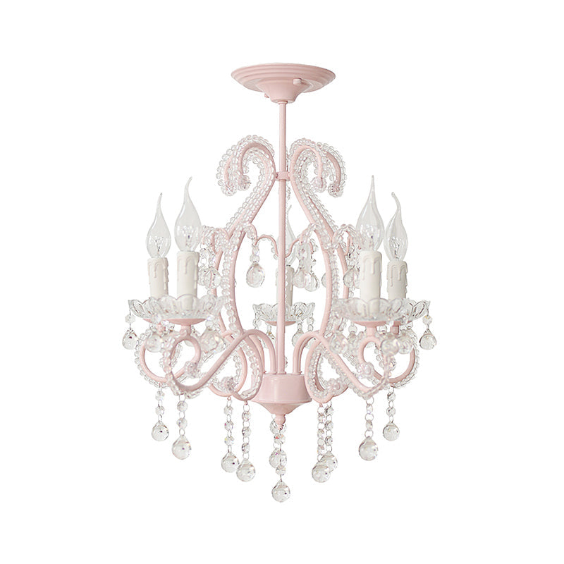 Nordic Style Crystal Chandelier For Girls Bedroom: Elegant Pendant Lighting With Candle Element