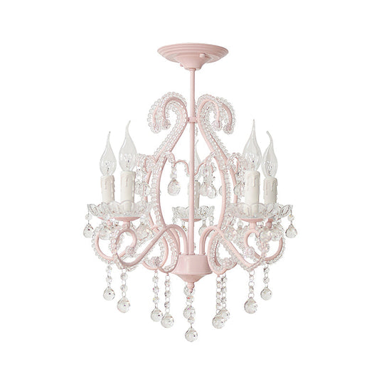 Nordic Style Crystal Chandelier For Girls Bedroom: Elegant Pendant Lighting With Candle Element