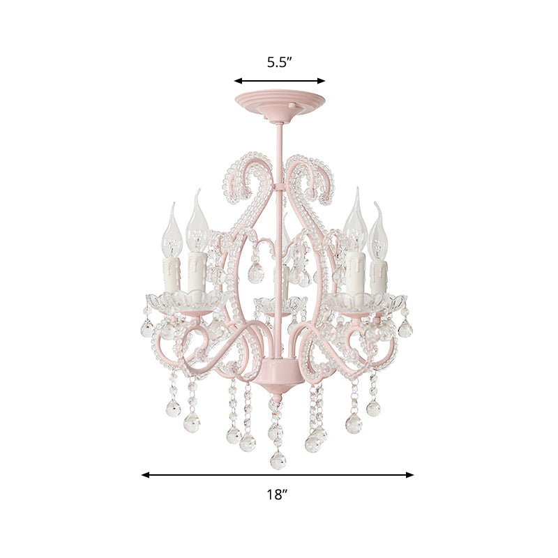 Nordic Style Crystal Chandelier For Girls Bedroom: Elegant Pendant Lighting With Candle Element