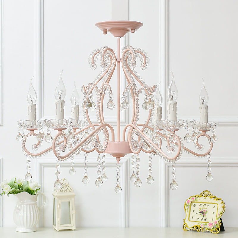 Nordic Style Crystal Chandelier For Girls Bedroom: Elegant Pendant Lighting With Candle Element