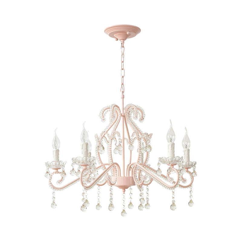 Nordic Style Crystal Chandelier For Girls Bedroom: Elegant Pendant Lighting With Candle Element