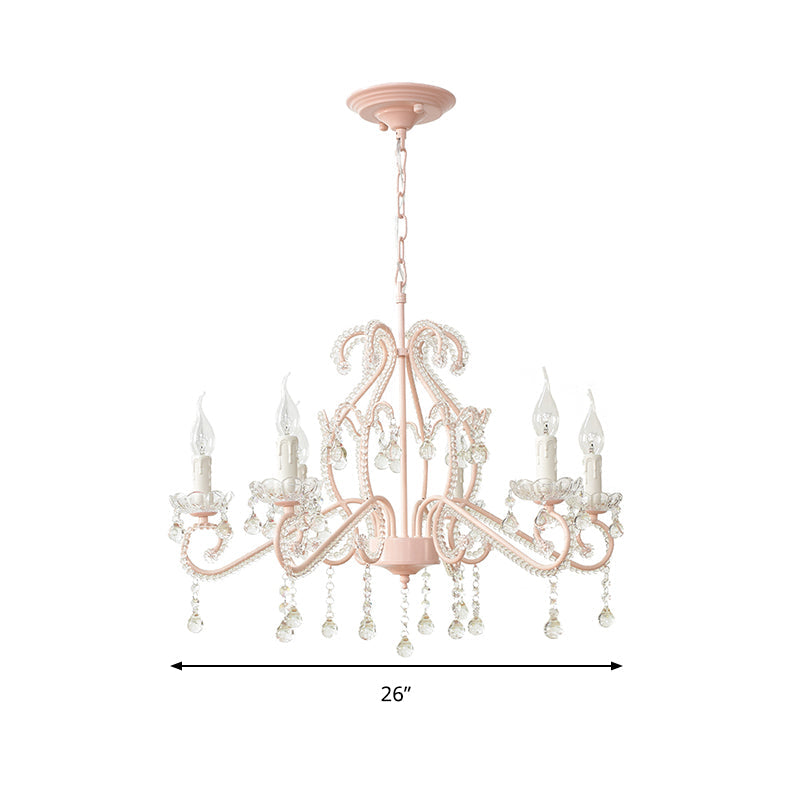 Nordic Style Crystal Chandelier For Girls Bedroom: Elegant Pendant Lighting With Candle Element