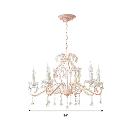 Nordic Style Crystal Chandelier For Girls Bedroom: Elegant Pendant Lighting With Candle Element