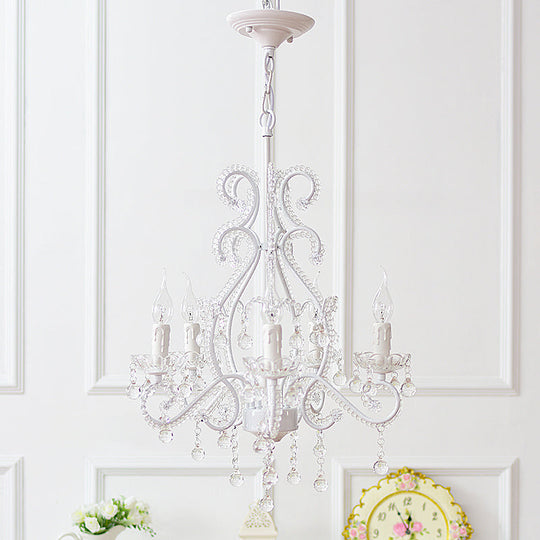 Nordic Style Crystal Chandelier For Girls Bedroom: Elegant Pendant Lighting With Candle Element