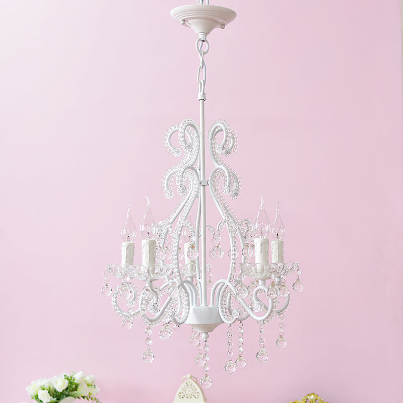 Nordic Style Crystal Chandelier For Girls Bedroom: Elegant Pendant Lighting With Candle Element