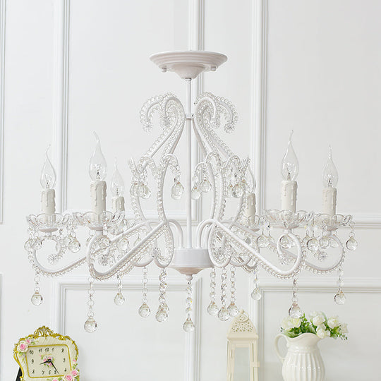 Nordic Style Crystal Chandelier For Girls Bedroom: Elegant Pendant Lighting With Candle Element