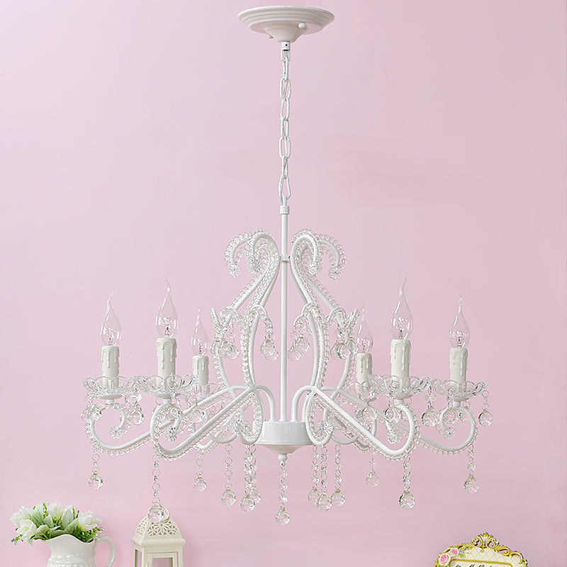 Nordic Style Crystal Chandelier For Girls Bedroom: Elegant Pendant Lighting With Candle Element