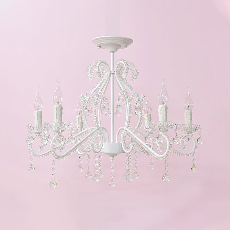 Nordic Style Crystal Chandelier For Girls Bedroom: Elegant Pendant Lighting With Candle Element