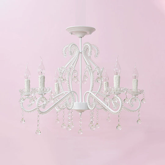 Nordic Style Crystal Chandelier For Girls Bedroom: Elegant Pendant Lighting With Candle Element