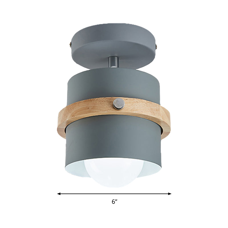 Rotatable 1-Light Macaron Flush Ceiling Light for Corridor - Undertint Cylinder Design