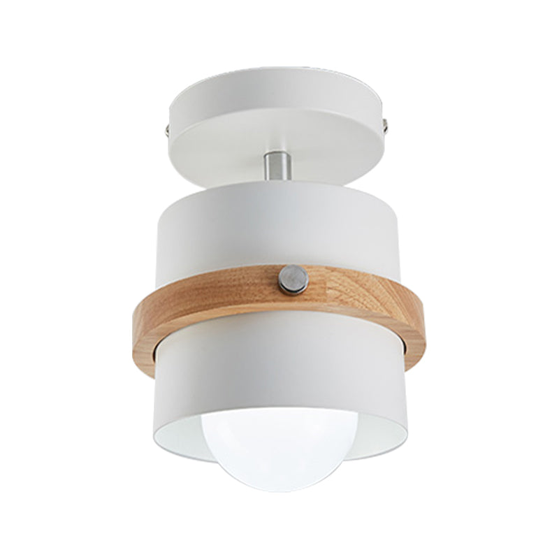 Rotatable 1-Light Macaron Flush Ceiling Light for Corridor - Undertint Cylinder Design