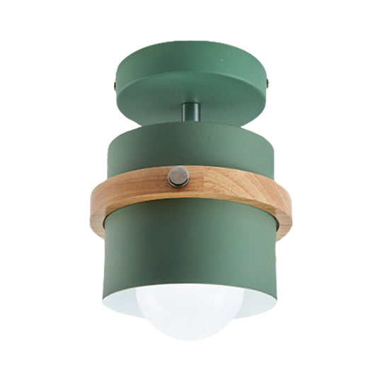 Rotatable 1-Light Macaron Flush Ceiling Light for Corridor - Undertint Cylinder Design