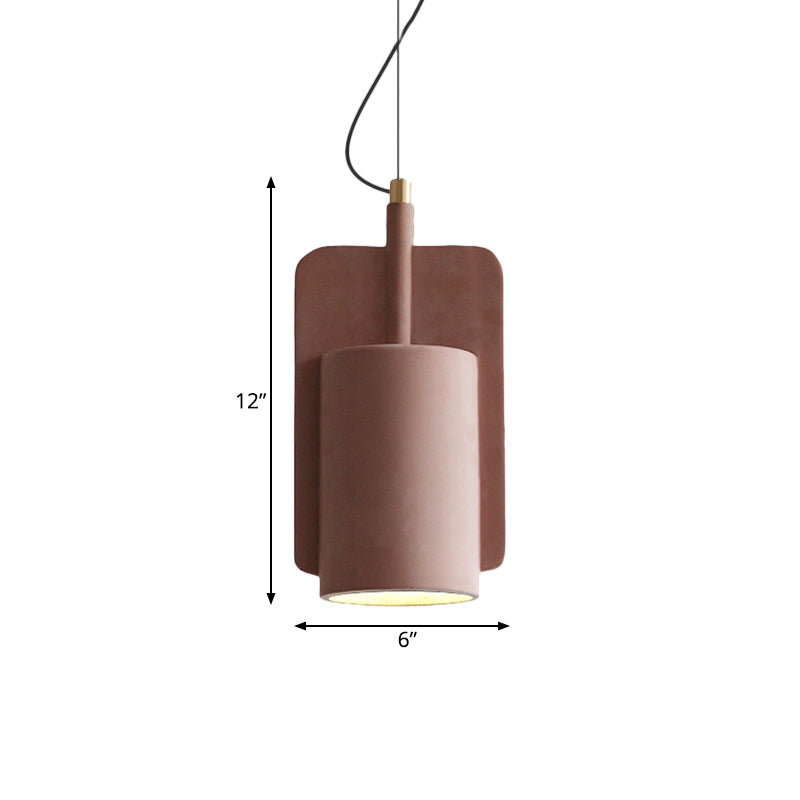 Geometric Industrial Cement Pendant Light - Grey/Beige/Pink, 1-Light, 6"/8"/9"W