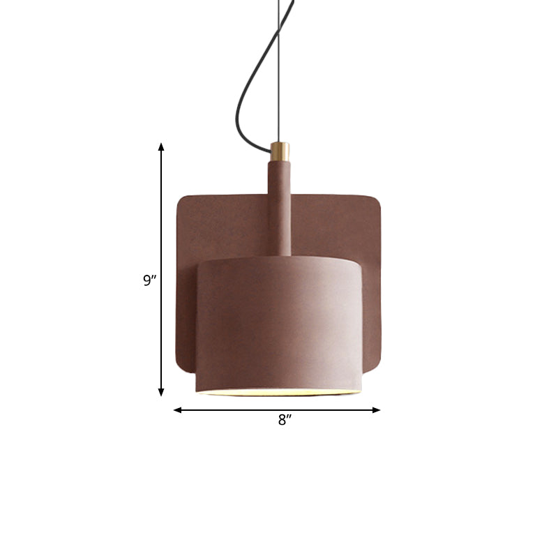 Geometric Industrial Cement Pendant Light - Grey/Beige/Pink, 1-Light, 6"/8"/9"W