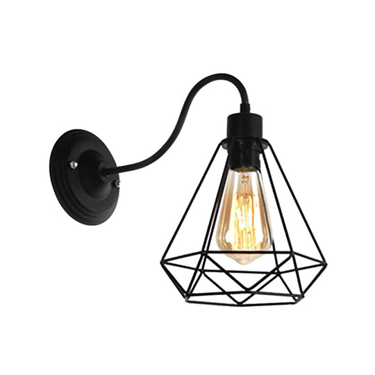 Black Retro Style Metal Diamond/Star Sconce Lamp For Coffee Shop