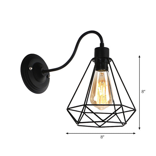 Black Retro Style Metal Diamond/Star Sconce Lamp For Coffee Shop