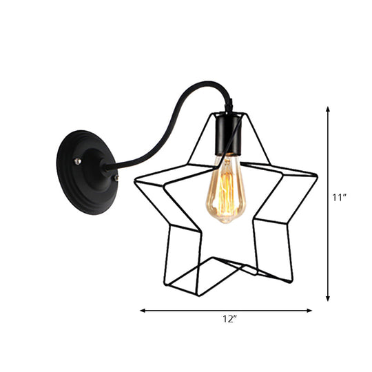 Black Retro Style Metal Diamond/Star Sconce Lamp For Coffee Shop