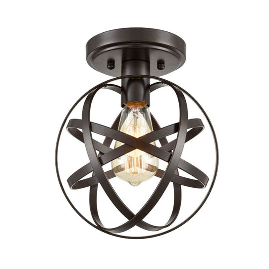 Vintage Iron Bronze Ceiling Light Fixture With Retro Appeal - Semi Flush Mount For Hallway Lighting