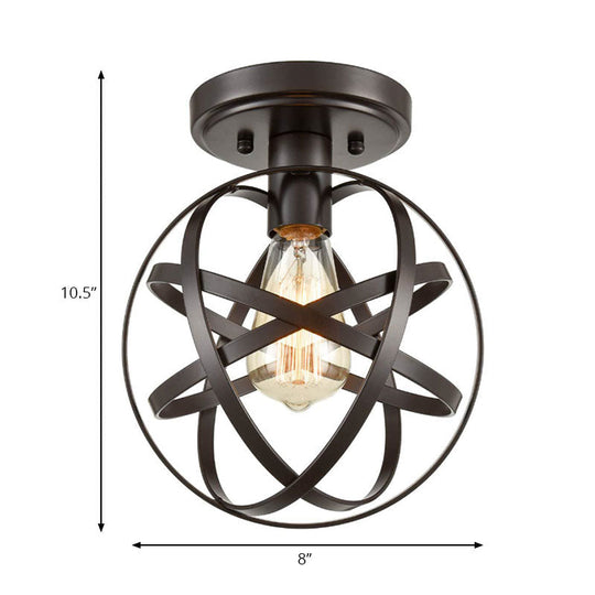 Vintage Iron Bronze Ceiling Light Fixture With Retro Appeal - Semi Flush Mount For Hallway Lighting