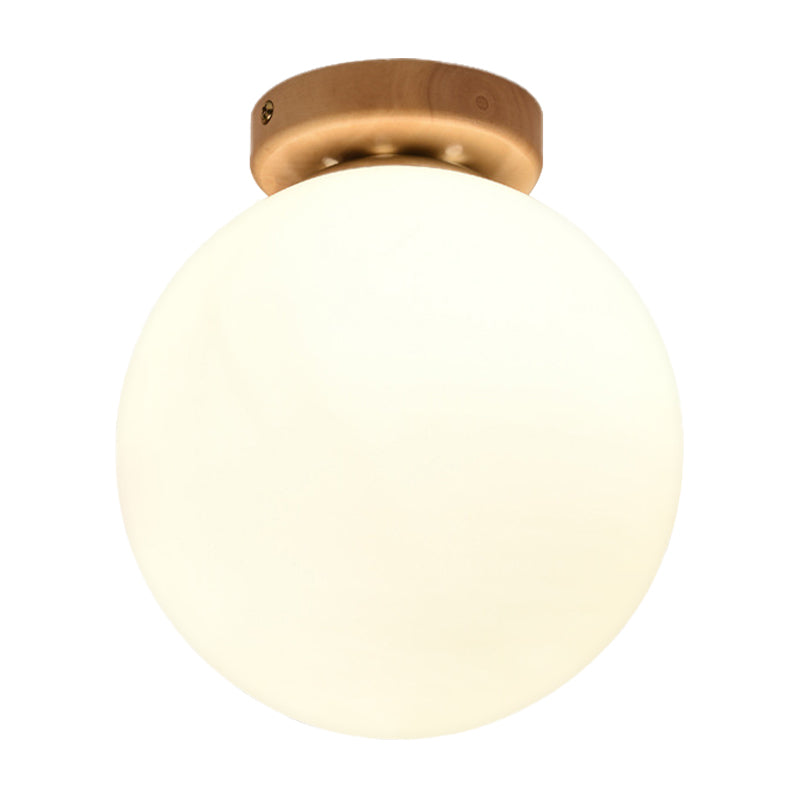 Frosted Glass Globe Ceiling Mount Light in White - Ideal for Modern Bathrooms