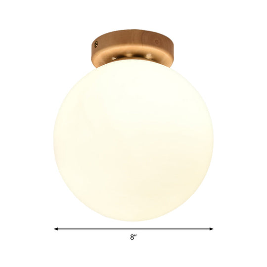 Frosted Glass Globe Ceiling Mount Light in White - Ideal for Modern Bathrooms