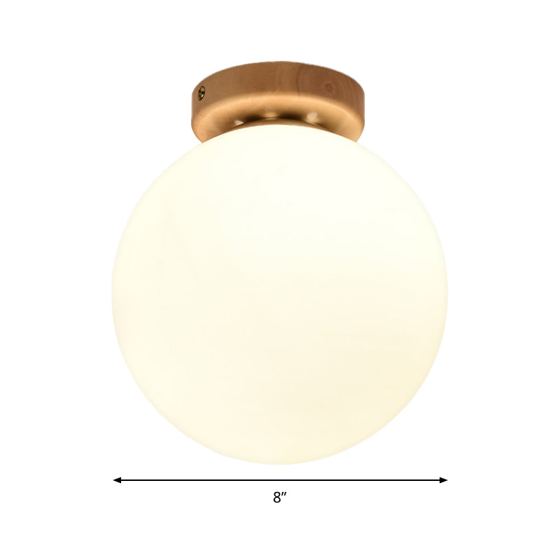 Frosted Glass Globe Ceiling Mount Light In White - Ideal For Modern Bathrooms