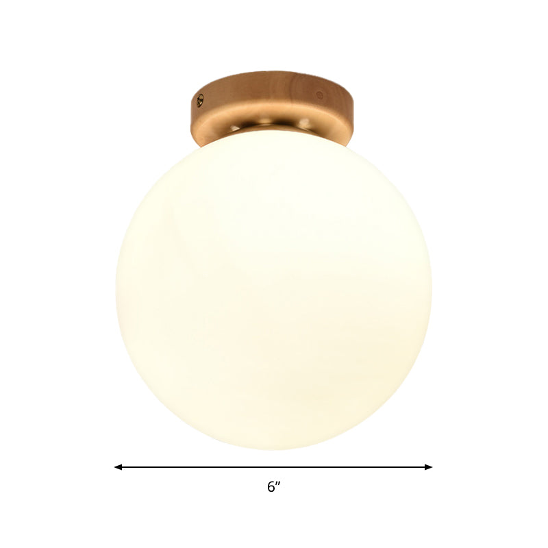 Frosted Glass Globe Ceiling Mount Light in White - Ideal for Modern Bathrooms