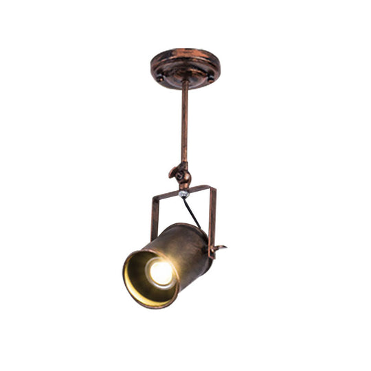 Antique Cylinder Track Light - Wrought Iron Ceiling Fixture for Coffee Shop