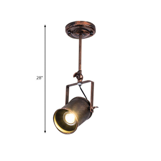 Antique Cylinder Track Light - Wrought Iron Ceiling Fixture for Coffee Shop