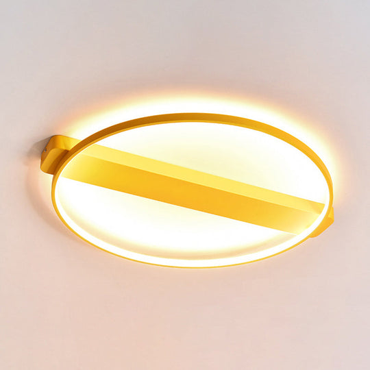 Led Bedroom Ceiling Light - Kids Modern Semi Flush With Acrylic Ring Yellow / 18 Third Gear