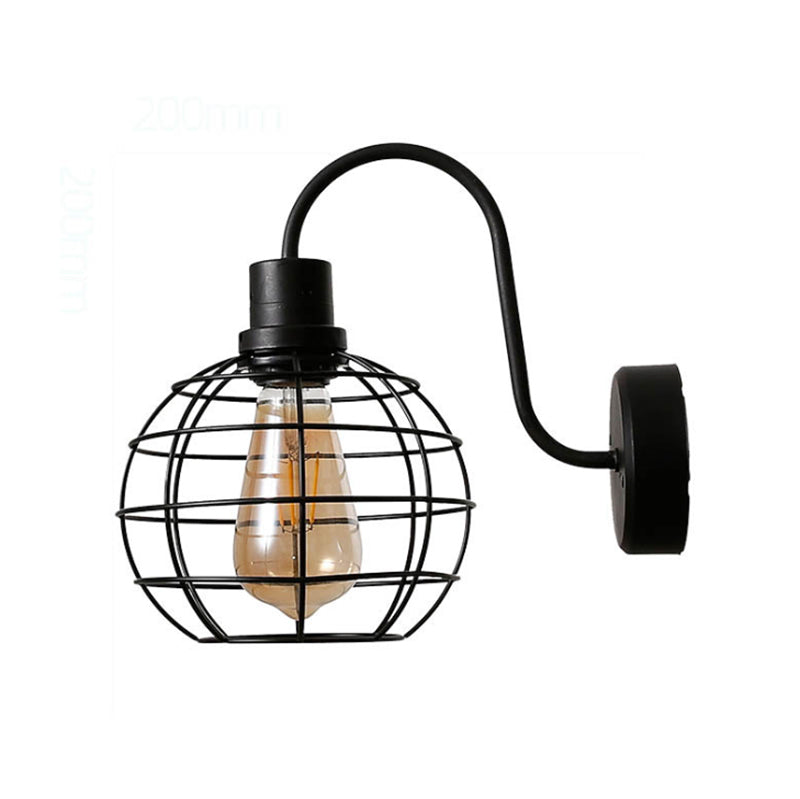 Retro Wire Metal Wall Sconce Light In Black For Living Room Decor