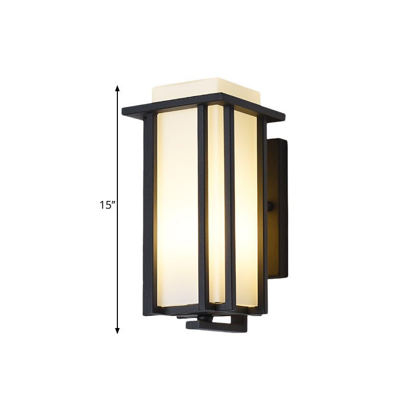 Black Opaline Glass Flush Mount Wall Sconce - 1-Light Rectangle Lighting Metal Frame (6/6.5 W)