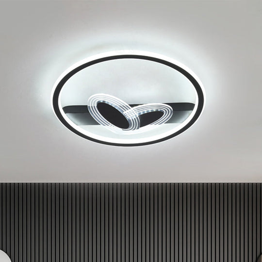 Modern Black/Gold LED Flush Mount Light with Acrylic Oval and Circle Design