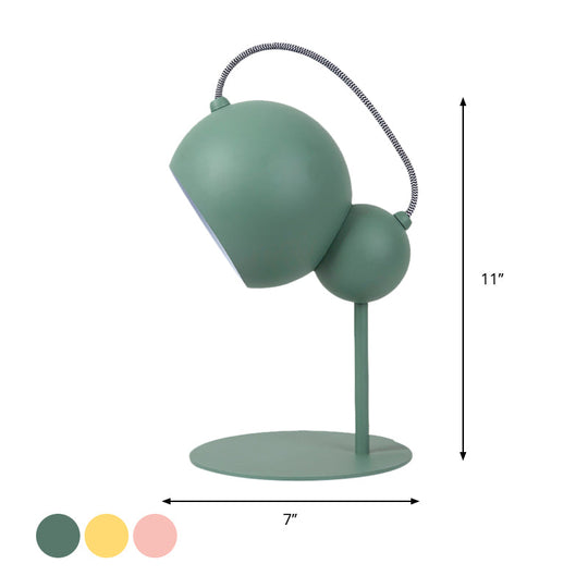 Modernist Metallic Globe Table Lamp With Adjustable Shade - Pink/Yellow/Green 1-Light Reading Light