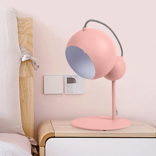 Modernist Metallic Globe Table Lamp With Adjustable Shade - Pink/Yellow/Green 1-Light Reading Light