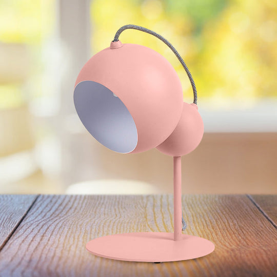 Modernist Metallic Globe Table Lamp With Adjustable Shade - Pink/Yellow/Green 1-Light Reading Light