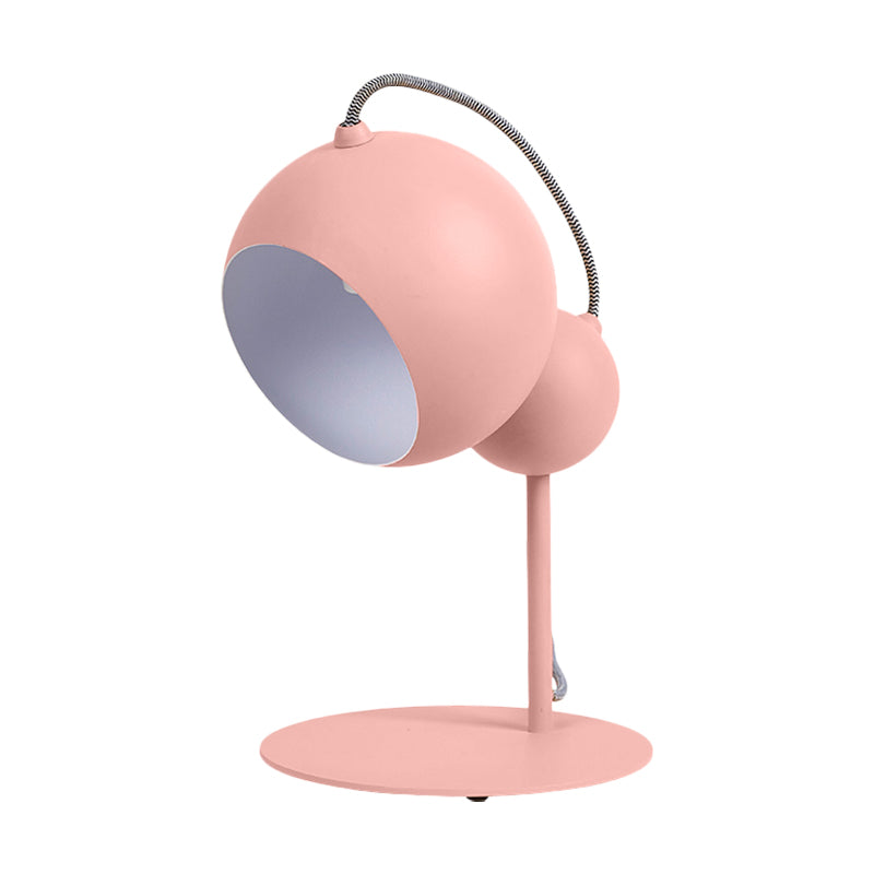 Modernist Metallic Globe Table Lamp With Adjustable Shade - Pink/Yellow/Green 1-Light Reading Light