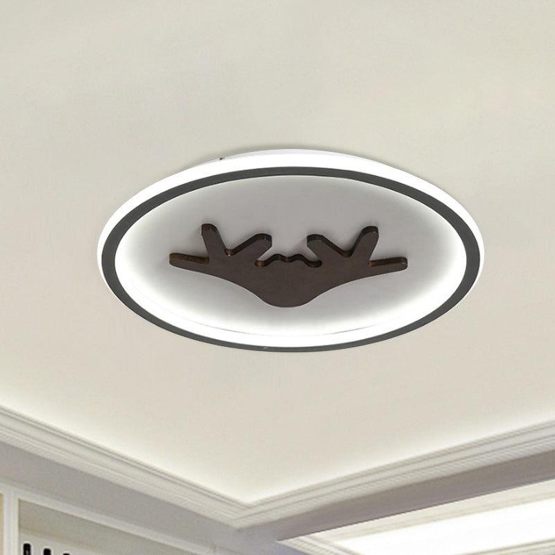 Modern LED Deer Flush Mount Acrylic Ceiling Light for Bedroom - Grey/White/Green